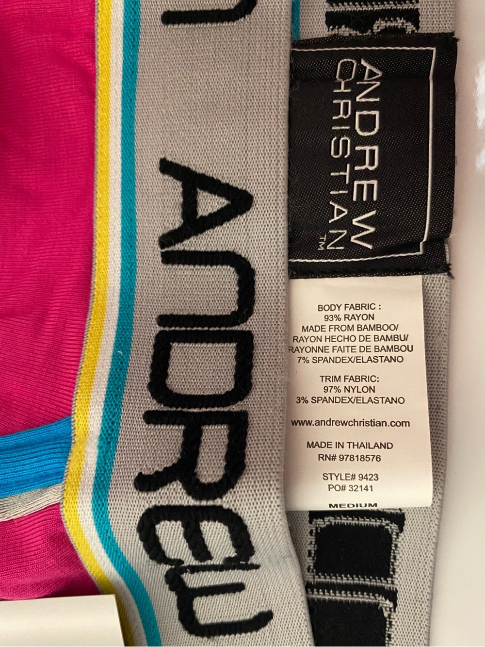 NWT! Andrew Christian Almost Naked Brief Jock w/Show-It Tech. MED Fuchsia - Picture 4 of 4